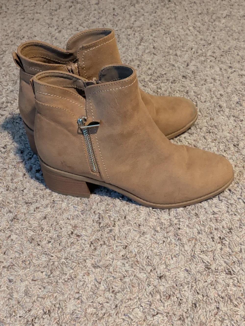 LC Lauren Conrad Tan Suede Side-Zip Ankle Booties